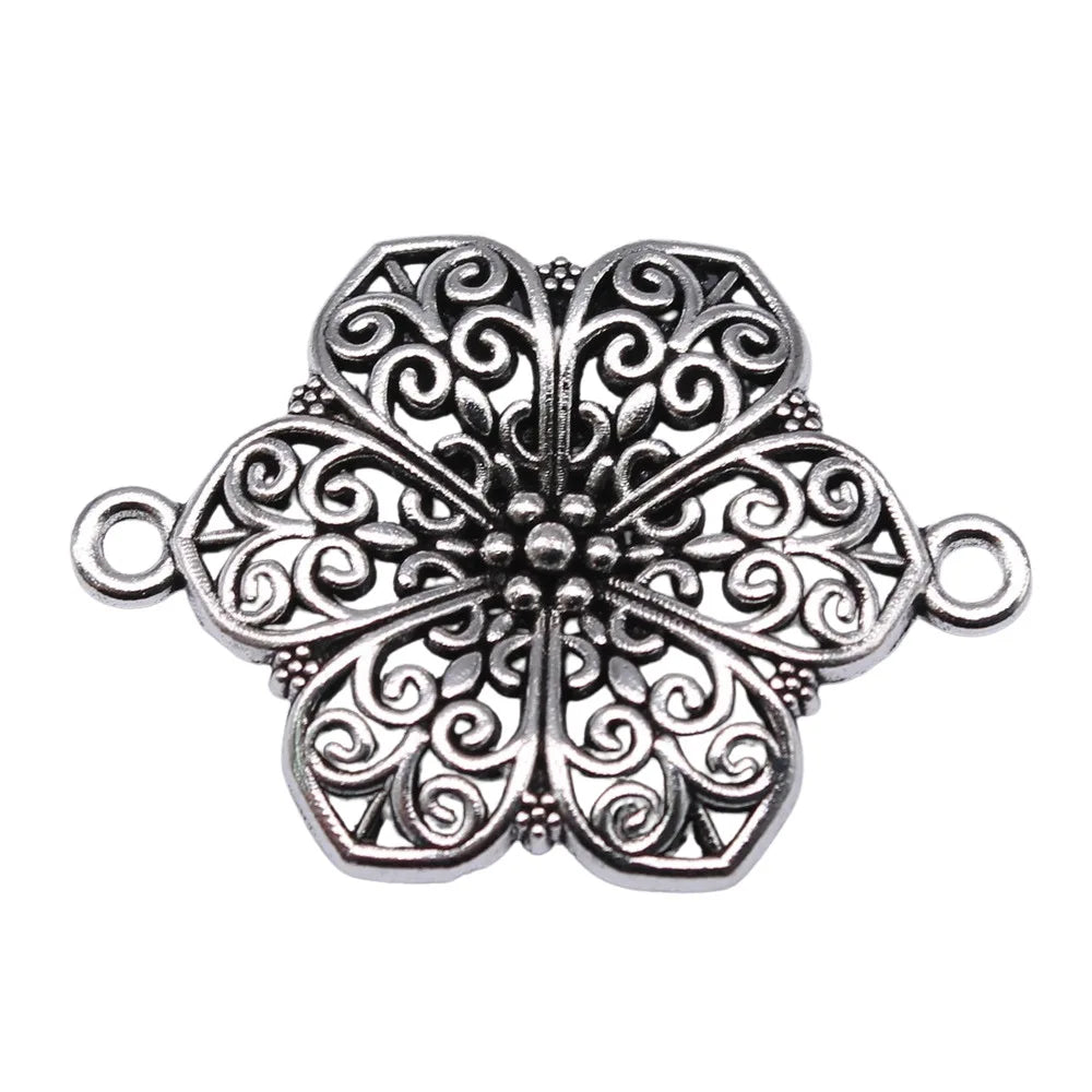 40x28mm 3.5g Multicolor Zinc Alloy Flower Connector Charm for DIY Earrings Bracelet Jewelry Making