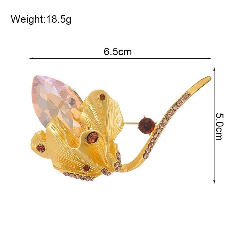 Luxury Gold Tulip Flower Brooch With Purple Crystal Rhinestones, Elegant Lapel Pin Corsage Gift