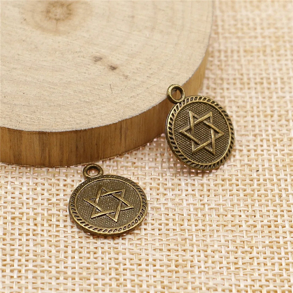 15mm 1.8g Multicolor Zinc Alloy Double Sided Six Pointed Star Charm Pendant for DIY Jewelry Making