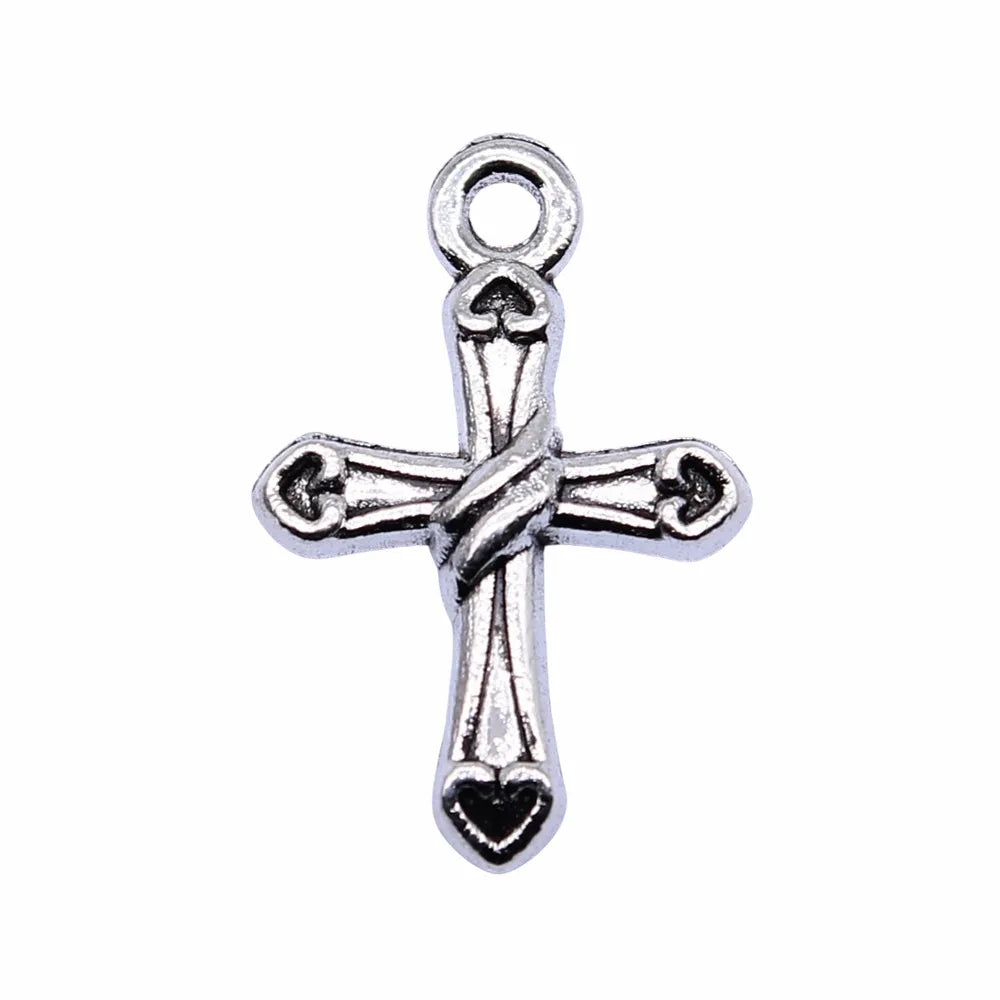 21x15mm 0.95g Multicolor Zinc Alloy Cross Charm Pendant for DIY Bracelet Necklace Jewelry Making