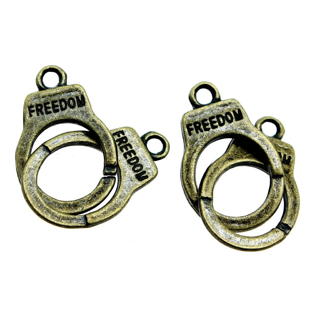 23x15mm 3g Multicolor Zinc Alloy Handcuffs Connector Charm for DIY Bracelet Necklace Making