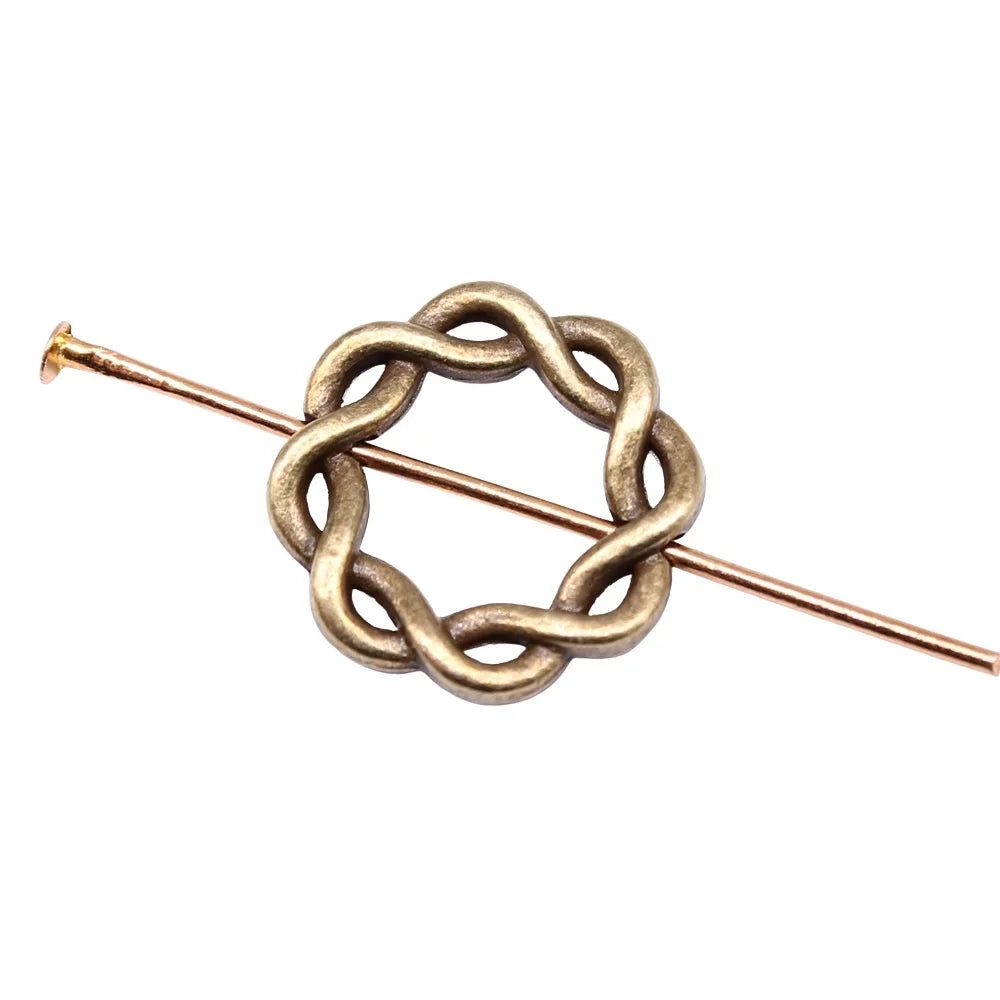 14x14mm 1.1g Multicolor Zinc Alloy Twisted Ring Charm Pendant for DIY Bracelet Necklace Making