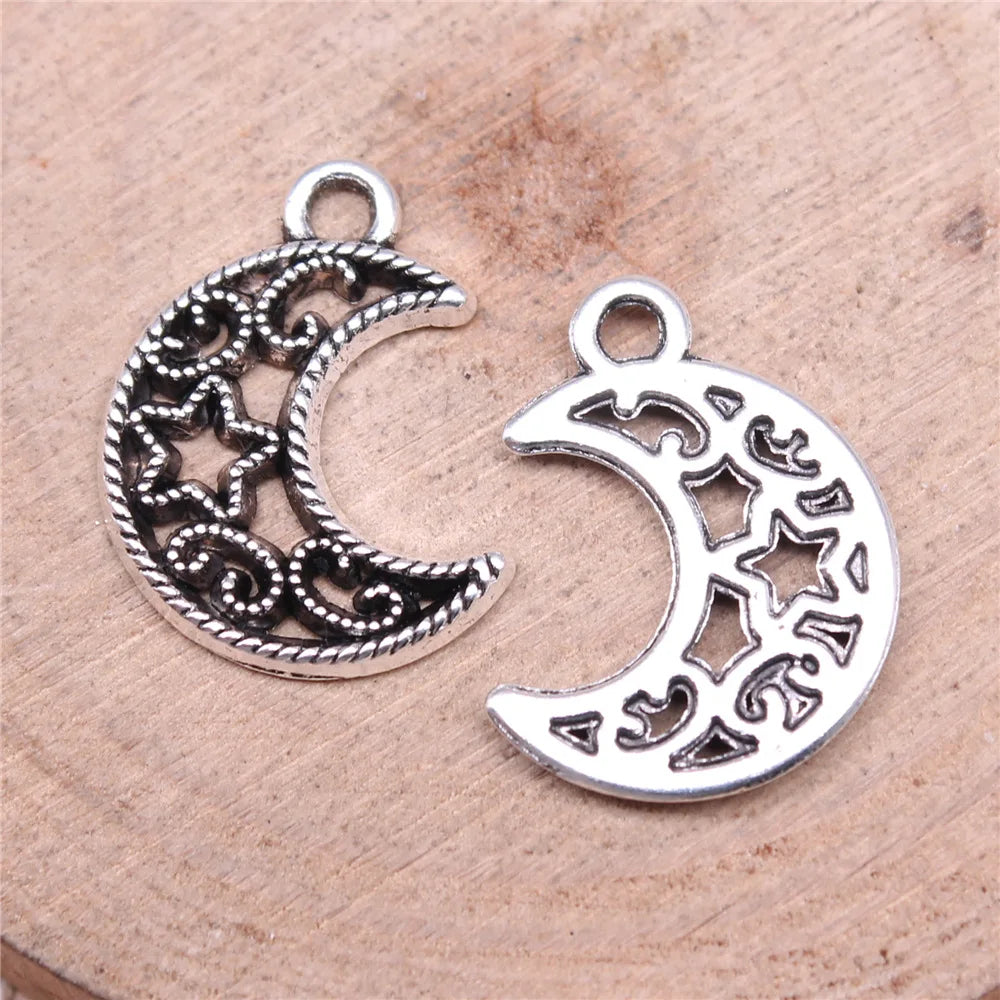 19x14mm 1g Multicolor Zinc Alloy Moon Star Charm Pendant for DIY Necklace Bracelet Jewelry Making