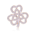 Elegant Hollow Clover Brooch With Green Rhinestones, Gold Alloy Lapel Pin Scarf Clip Suit Accessory Gift