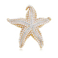 Luxury Starfish Brooch With Pearls And Rhinestones, Gold Alloy Lapel Pin Corsage Suit Accessory Gift