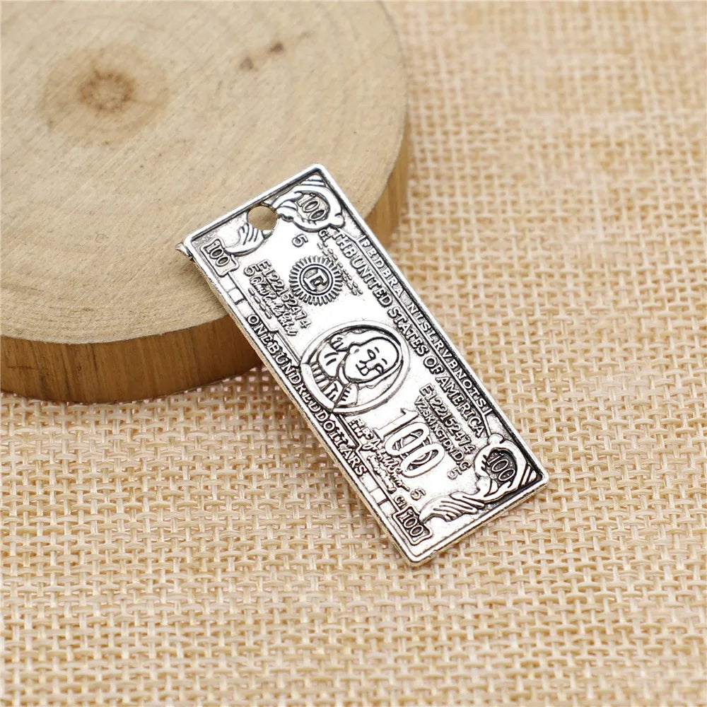 42x18mm 3.8g Antique Silver Zinc Alloy US Dollar Charm Pendant for DIY Necklace Bracelet Jewelry Making