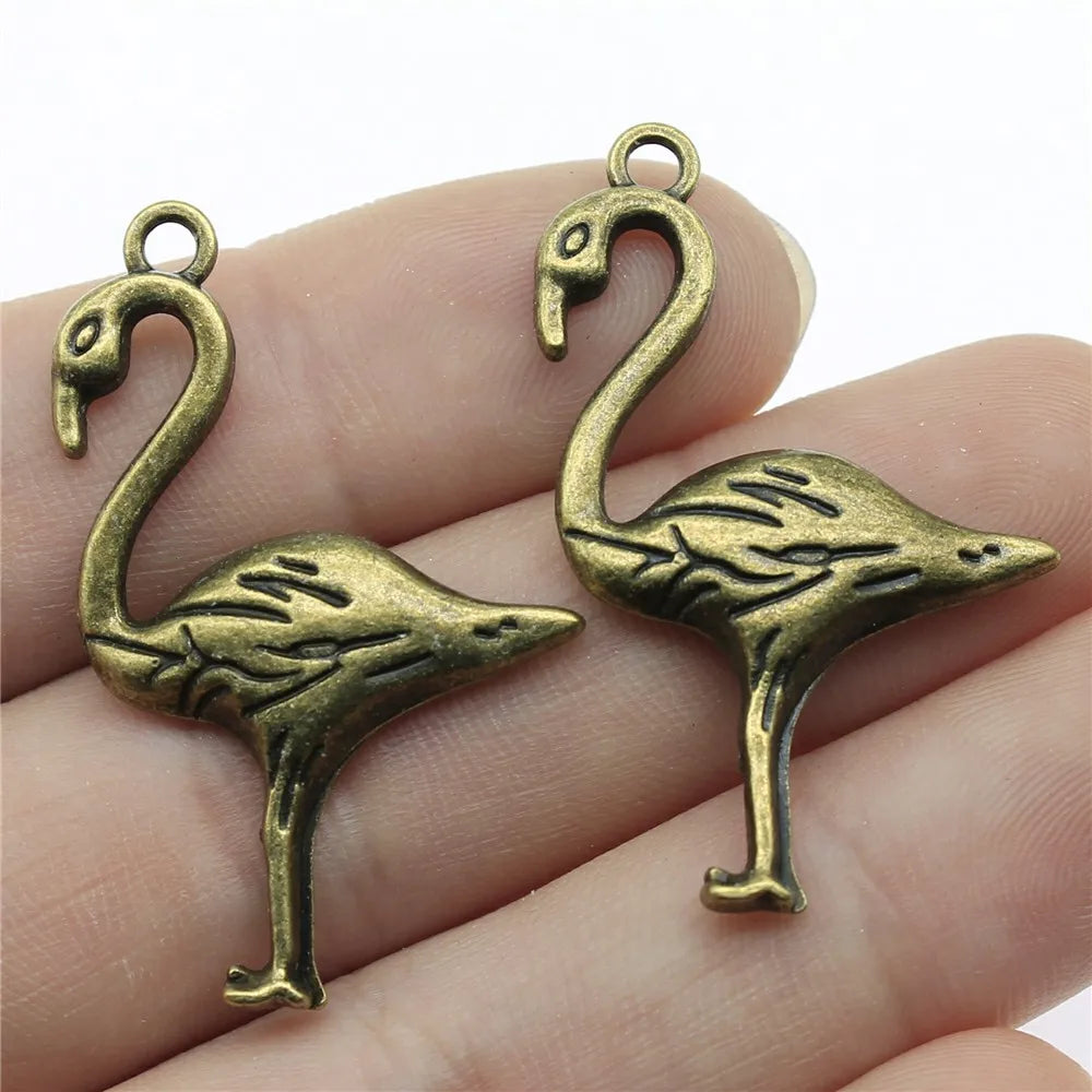 40x24mm 2.6g Multicolor Zinc Alloy Flamingo Bird Charm Pendant for DIY Necklace Bracelet Jewelry Making
