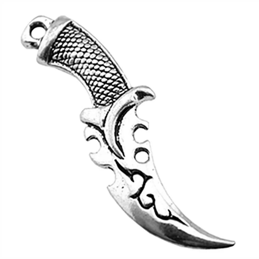 50x12mm 6.9g Antique Silver Zinc Alloy Knife Charm Pendant for DIY Tool Theme Jewelry Making