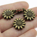19x19x5mm 3.2g Multicolor Zinc Alloy Sunflower Loose Metal Beads for Bracelet Jewelry Making
