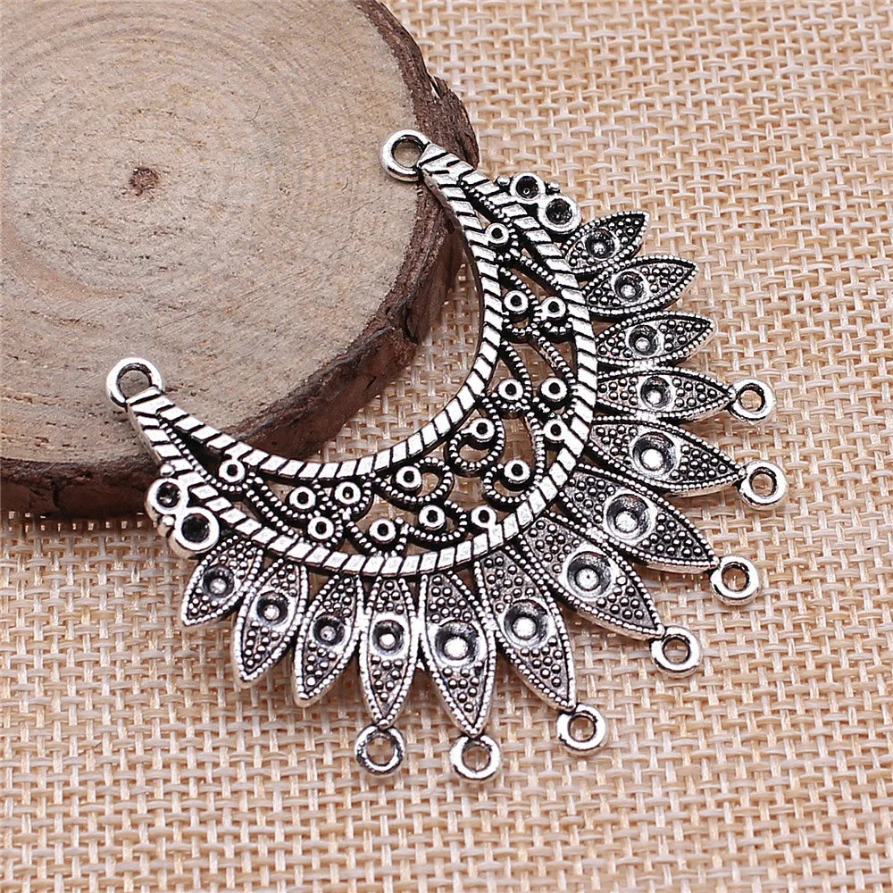 54x50mm 11.7g Antique Silver Zinc Alloy Multi Hole Necklace Connector Charm for DIY Jewelry Making