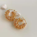 Thickened Real Gold Plated Copper Irregular Geometric Round Hoop Earrings For Luxury Commuter Style