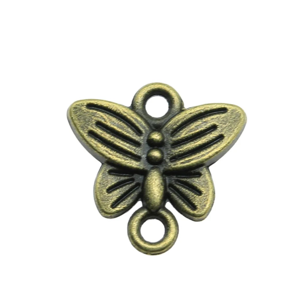 14x14mm 0.9g Multicolor Zinc Alloy Butterfly Connector Charm for DIY Bracelet Necklace Making