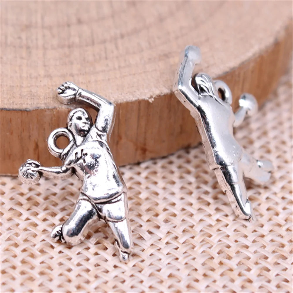 21x12mm 1.29g Antique Silver Zinc Alloy Basketball Charm Pendant for DIY Necklace Bracelet Making