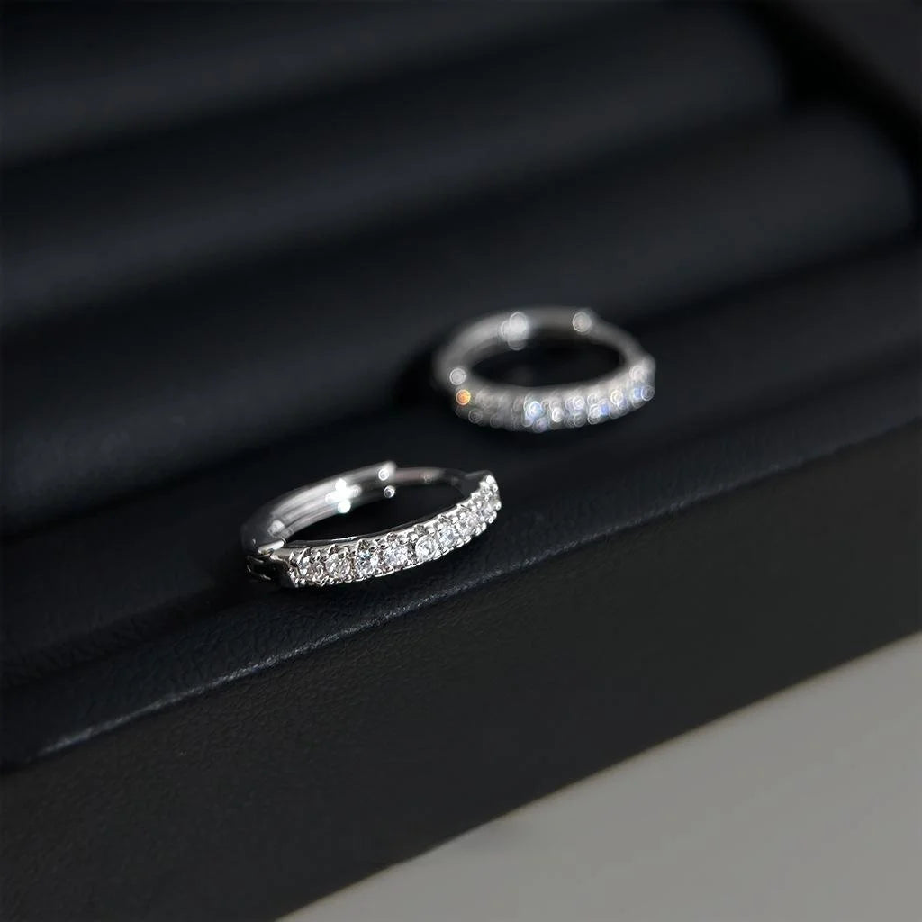 Sweet Cool Micro Pave Zircon Geometric Hoop Earrings Eco-Friendly Copper Minimalist Daily Jewelry