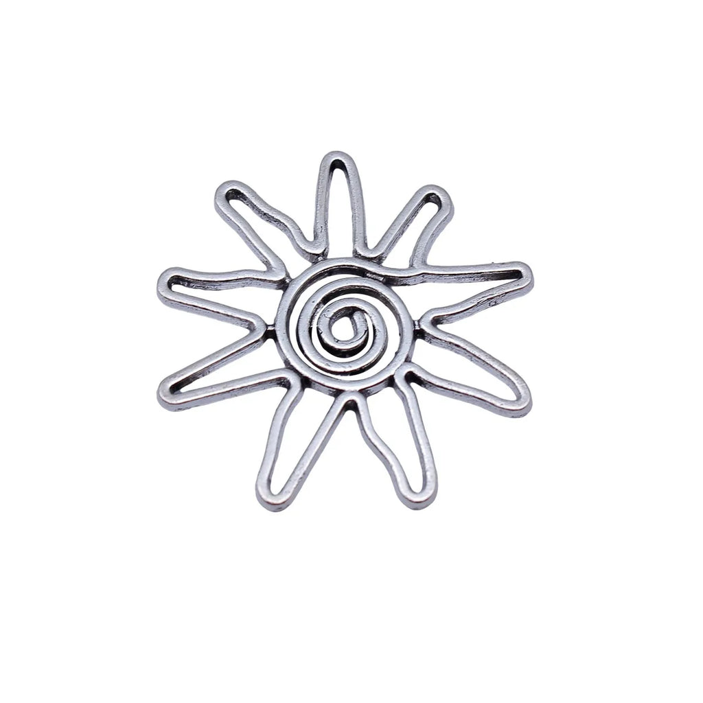 31x31mm 2.5g Antique Silver Zinc Alloy Swirl Sun Charm Pendant for DIY Necklace Making