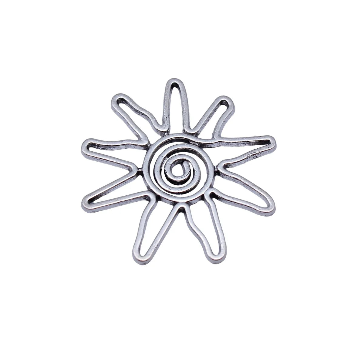 31x31mm 2.5g Antique Silver Zinc Alloy Swirl Sun Charm Pendant for DIY Necklace Making