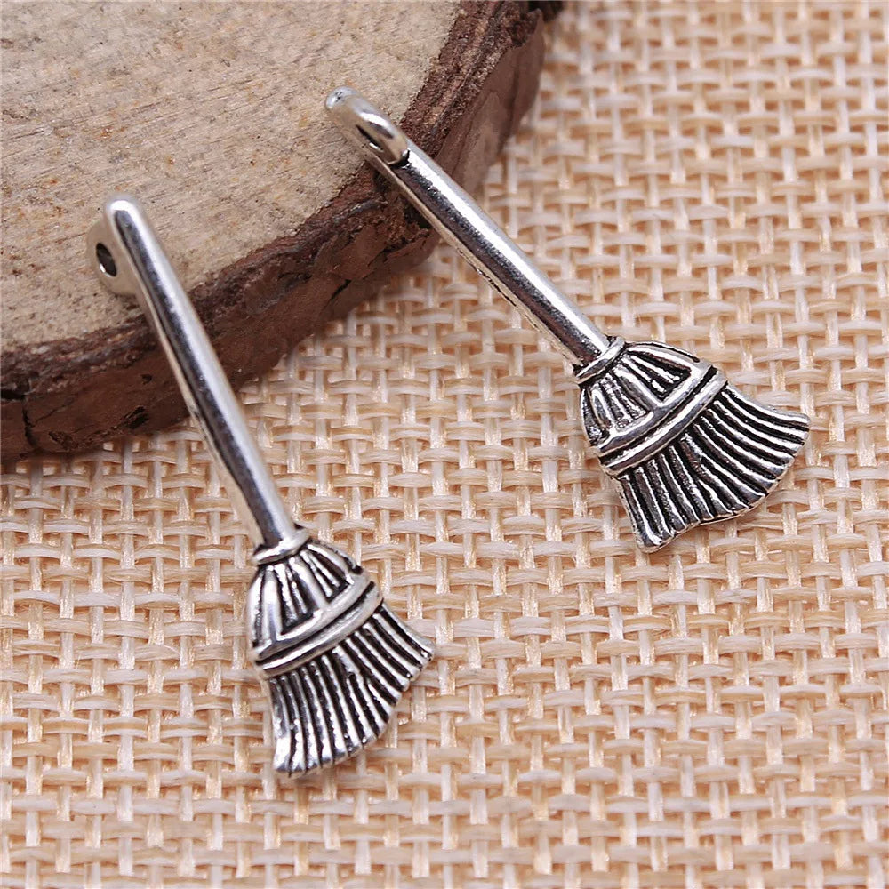 27x10mm 1.2g Multicolor Zinc Alloy Broom Charm Pendant for DIY Necklace Bracelet Jewelry Making