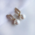 Elegant Pearl Drop Spiral Zircon Pave Alloy Stud & Clip On No Piercing Luxury Women's Earrings