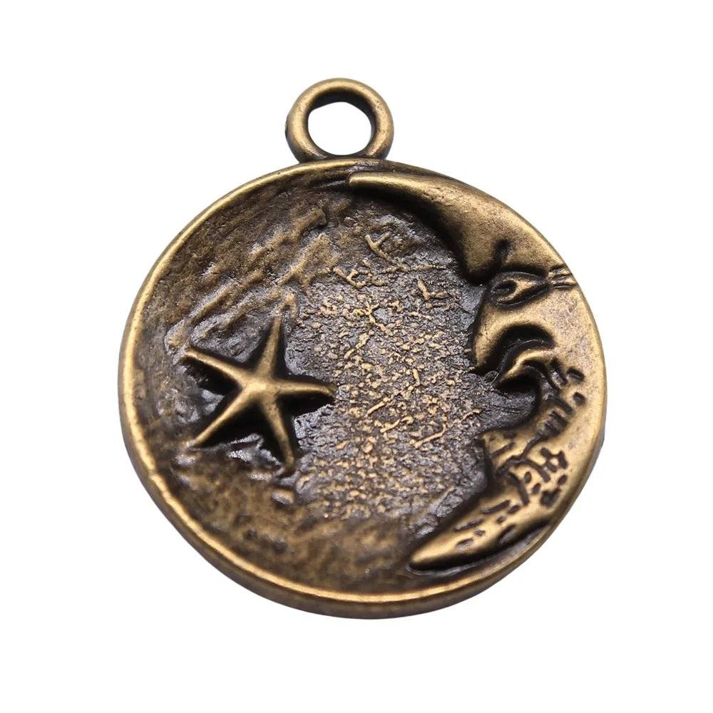 23x23mm 2.2g Multicolor Zinc Alloy Moon Star Charm Pendant for DIY Necklace Bracelet Jewelry Making
