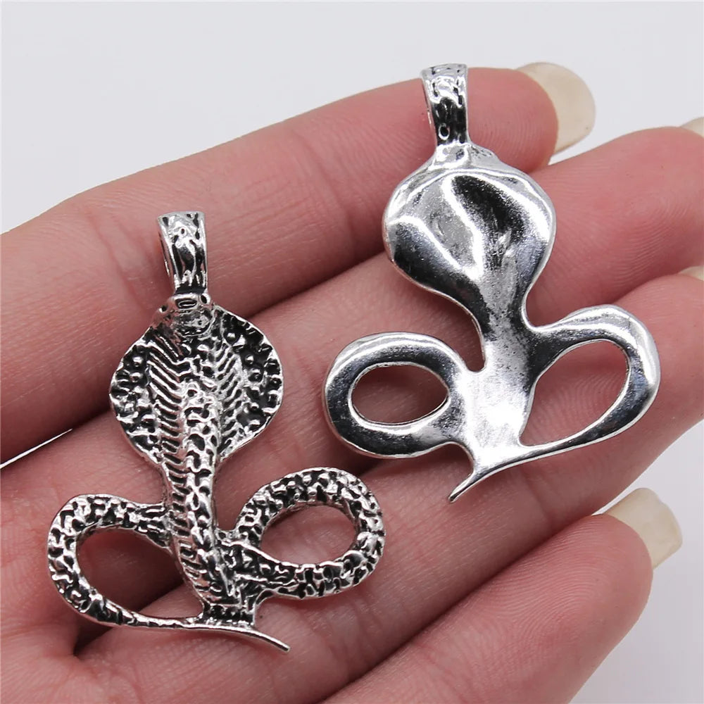 32x43mm 6.2g Antique Silver Zinc Alloy Cobra Snake Charm Pendant for DIY Necklace Bracelet Making