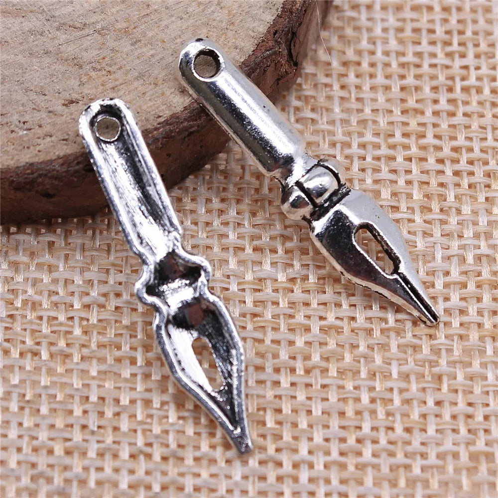 32x7mm 1g Multicolor Zinc Alloy Pen Charm Pendant for Stationery Theme DIY Jewelry Making