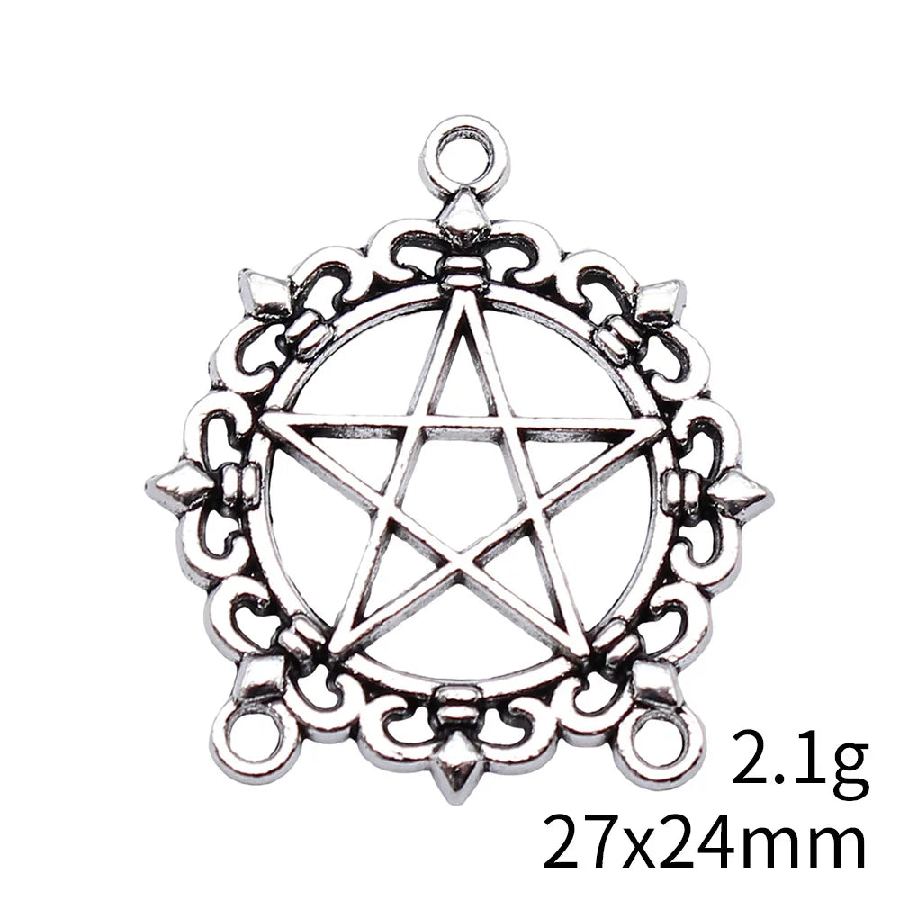 27x24mm 2.1g Multicolor Zinc Alloy Five-Point Star Three-Hole Connector Charm for DIY Jewelry Making