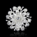 Elegant Silver Rhinestone Crystal Flower Brooch, Small Alloy Lapel Pin Corsage For Women Suit Accessory