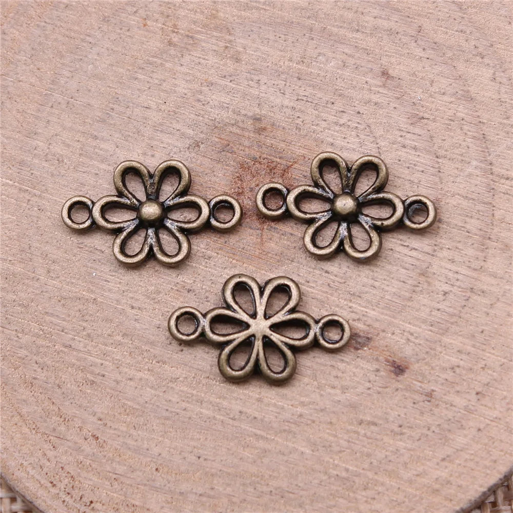 15x9mm 0.4g Multicolor Zinc Alloy Flower connector charm for DIY bracelet necklace making