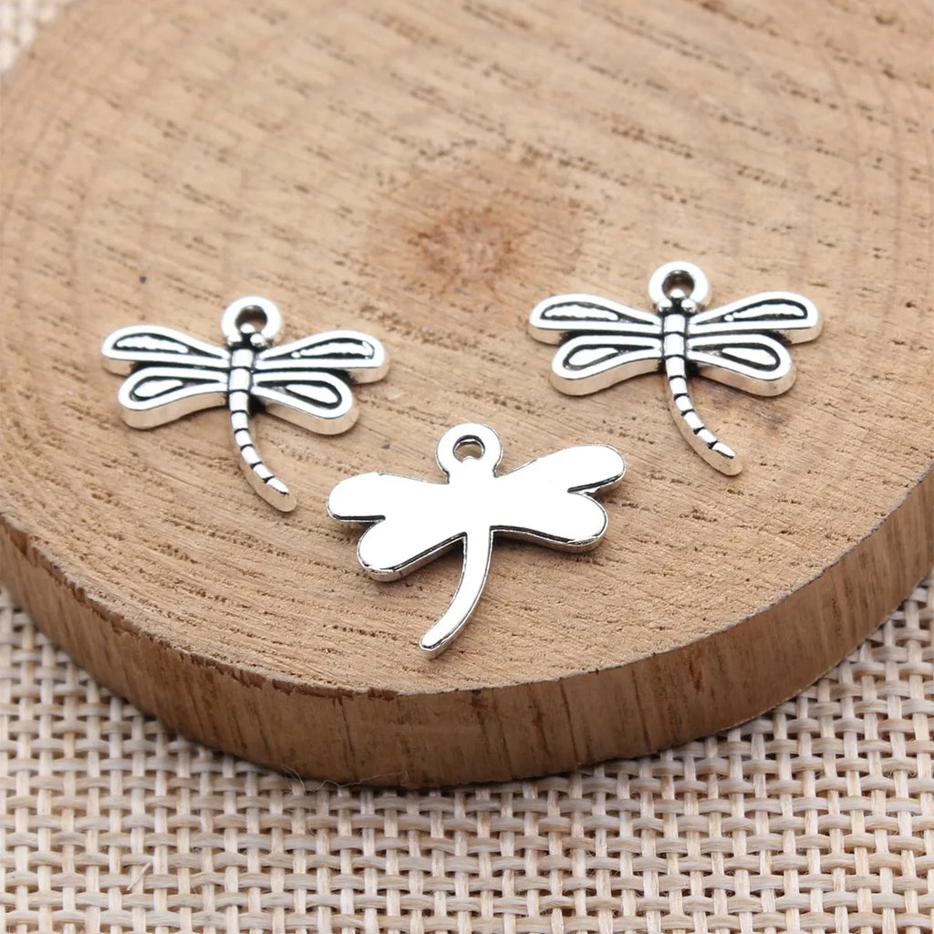 17x15mm 0.91g Antique Silver Zinc Alloy Dragonfly Charm Pendant for DIY Earring Bracelet Jewelry Making