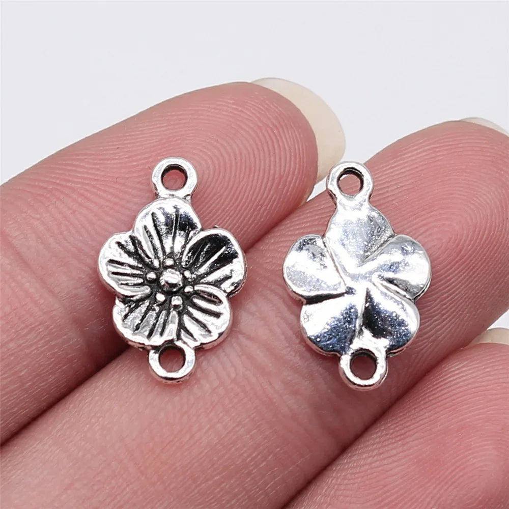17x11mm 0.8g Multi Color Zinc Alloy Flower Connector Charm for DIY Necklace Bracelet Making