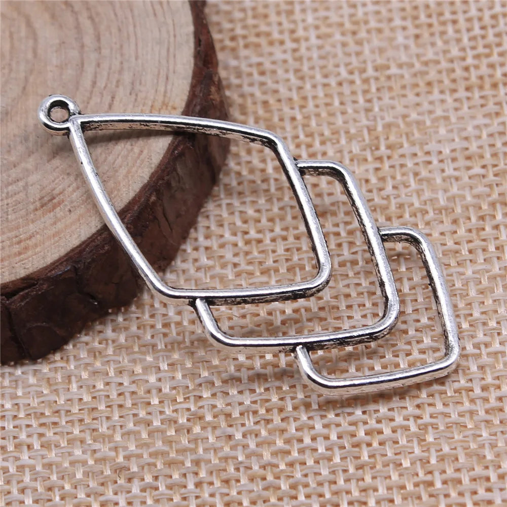 50x25mm 2.9g Multicolor Zinc Alloy Openwork Geometric Hollow Earring Charms for DIY Earrings Making