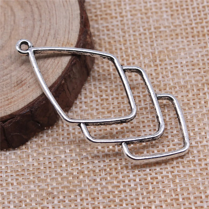 50x25mm 2.9g Multicolor Zinc Alloy Openwork Geometric Hollow Earring Charms for DIY Earrings Making