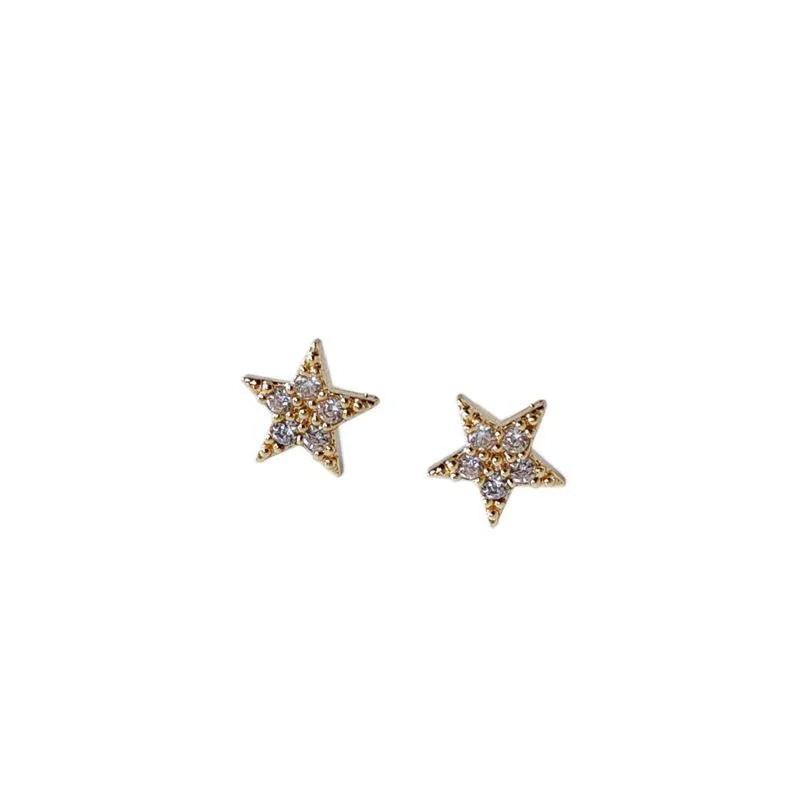14K Gold Plated Zircon Micro Pave Bow Stud Earrings For Women Light Luxury Mini Jewelry