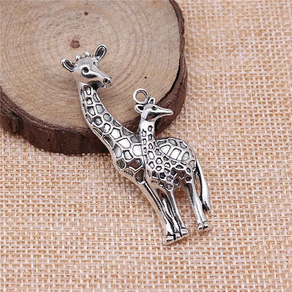 54x22mm 4.4g Multicolor Zinc Alloy Giraffe Charm Pendant for Necklace Bracelet Jewelry Making