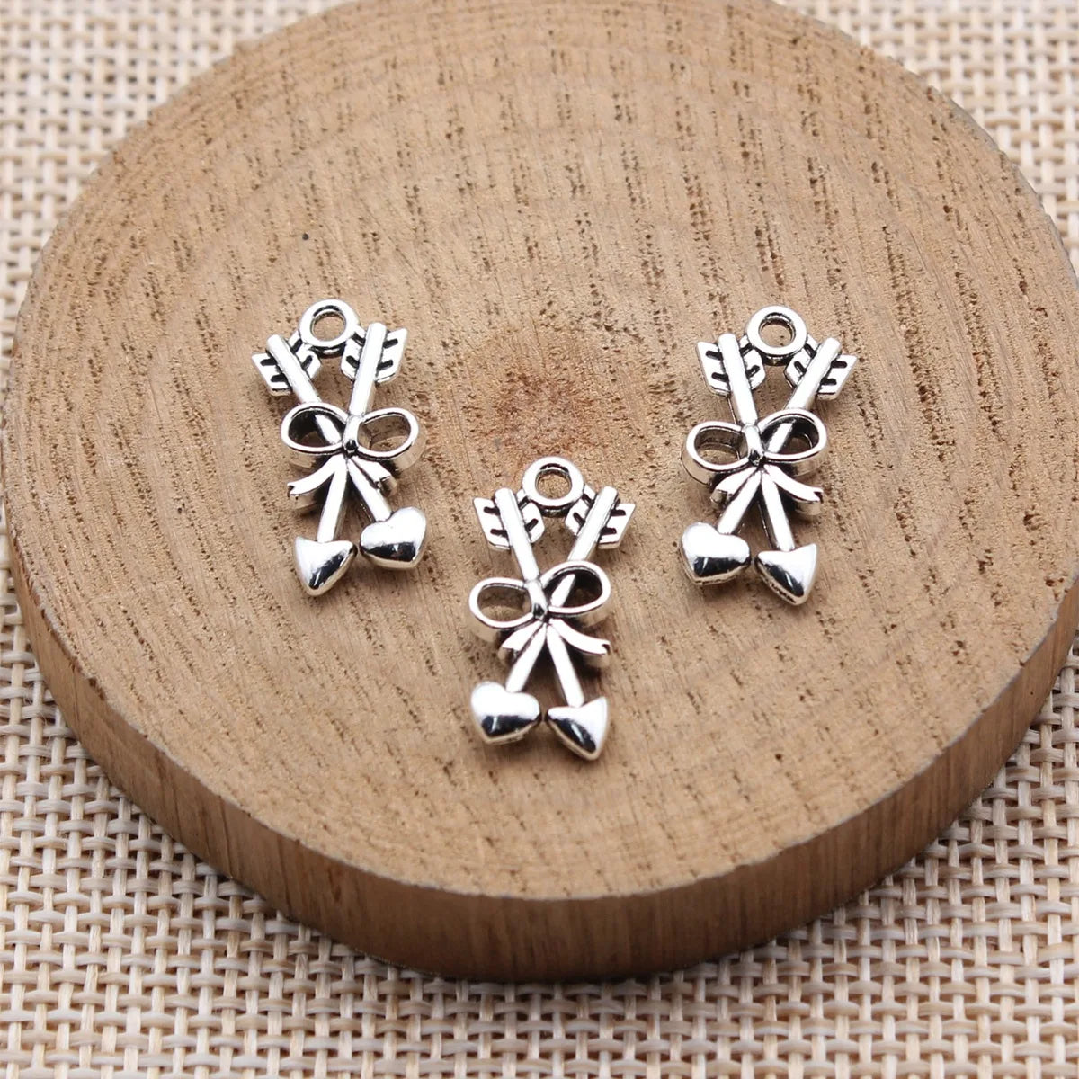 19x9mm 1.1g Antique Silver Zinc Alloy Heart Bow Arrow Butterfly Charm Pendant for DIY Bracelet Necklace