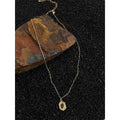 18K Gold Plated Copper Tiger Eye Natural Stone Vintage Collarbone Necklace For Women