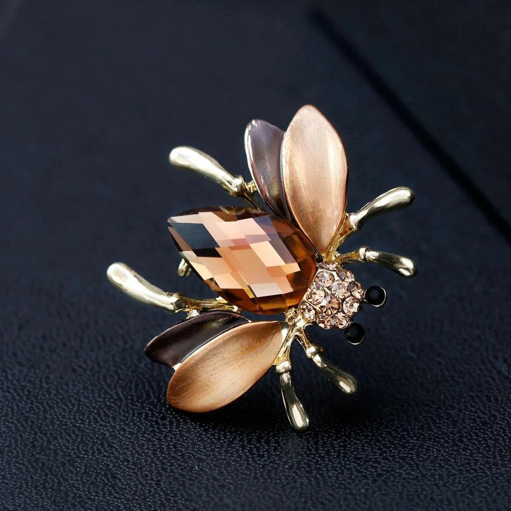 Cute Blue Bee Brooch With Enamel Wings And Rhinestone Body, Elegant Insect Lapel Pin Corsage Gift