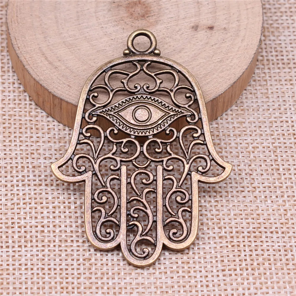 59x43mm 9.5g Multicolor Zinc Alloy Eye Hand Charm Pendant for DIY Necklace Bracelet Jewelry Making
