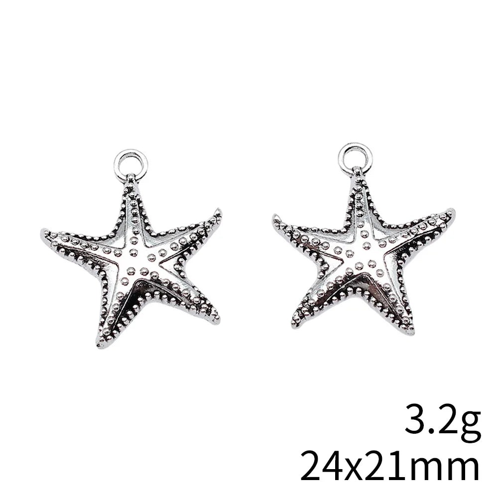 24x21mm 3.2g Multicolor Zinc Alloy Starfish Charm Pendant for DIY Ocean Theme Jewelry Making