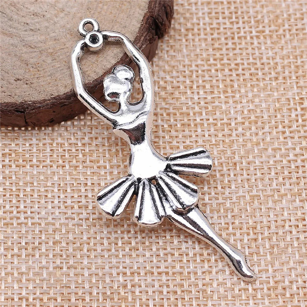 61x24mm 5g Antique Silver Zinc Alloy Ballet Dancer Charm Pendant for DIY Necklace Bracelet Making