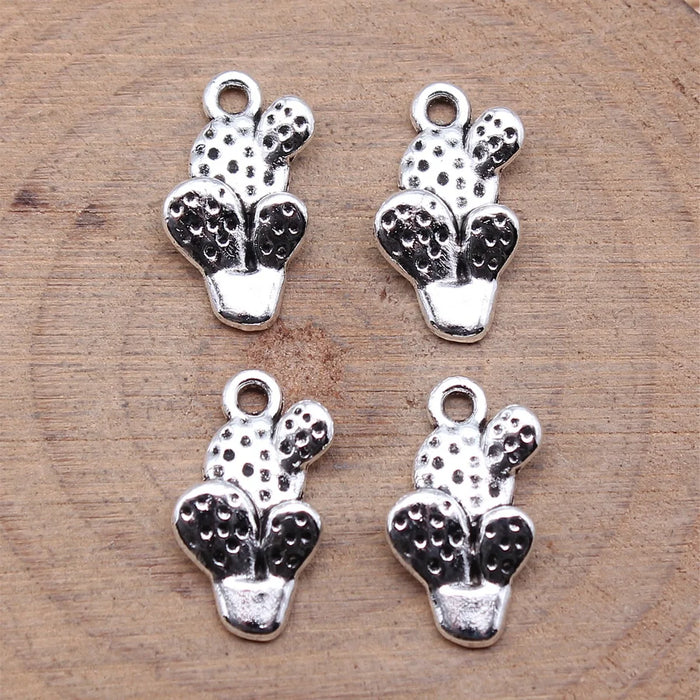 16x9mm 0.83g Antique Silver Zinc Alloy Cactus Charm Pendant for DIY Necklace Bracelet Jewelry Making