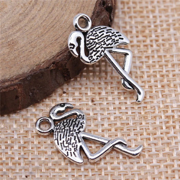 23x12mm 1g Zinc Alloy Flamingo Bird Charm Pendant for DIY Necklace Bracelet Earring Jewelry Making