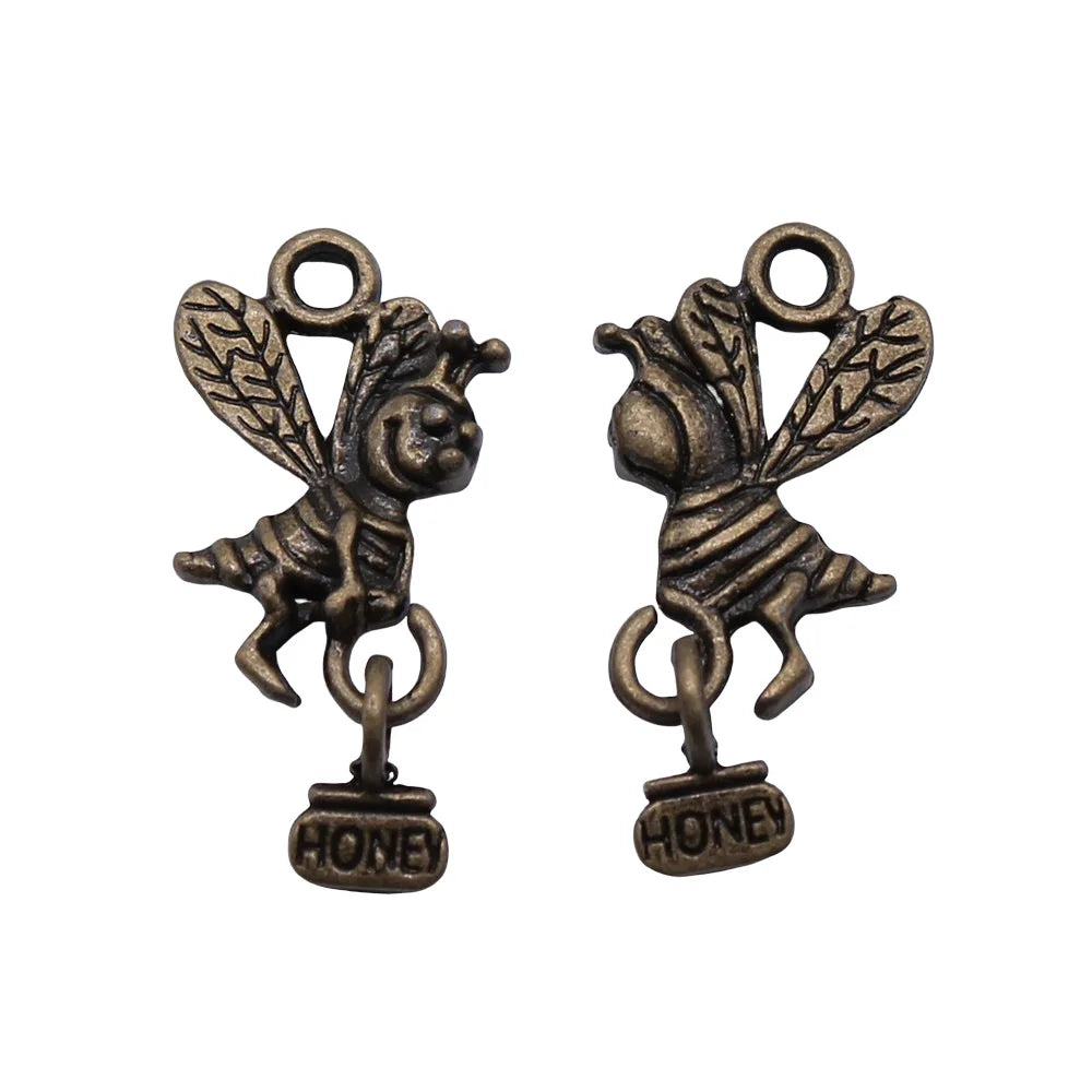 19x12mm 1.4g Multicolor Zinc Alloy Bee Charm Pendant for DIY Necklace Bracelet Jewelry Making