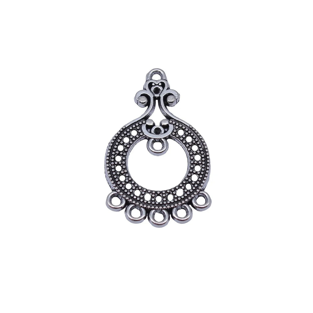 36x22mm 2.3g Antique Silver Zinc Alloy Rhinestone Setting Earring Connector Charm for DIY Jewelry