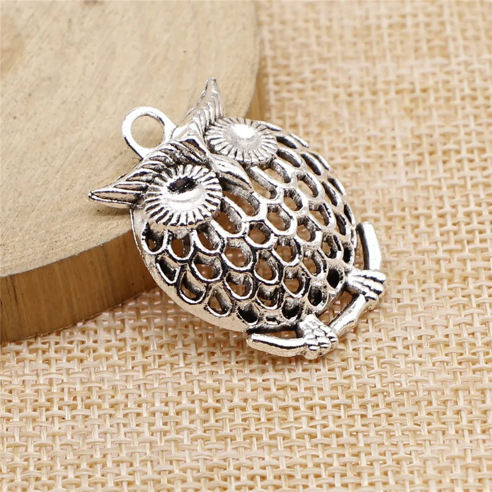 33x25mm 5.3g Multicolor Zinc Alloy Owl Cat Charm Pendant for DIY Bird Theme Necklace Bracelet Making