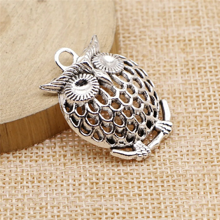 33x25mm 5.3g Multicolor Zinc Alloy Owl Cat Charm Pendant for DIY Bird Theme Necklace Bracelet Making