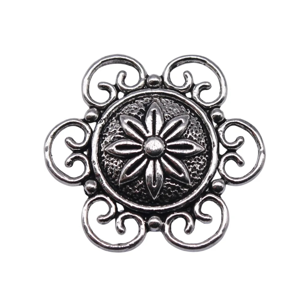 30x30mm 2.9g Antique Silver Zinc Alloy Flower Connector Charm Pendant for DIY Jewelry Making