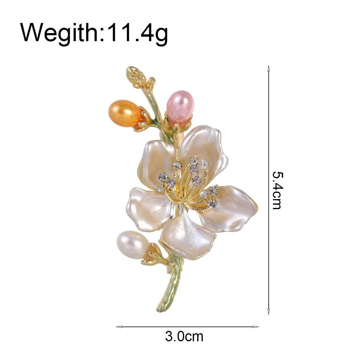 Elegant Mother Of Pearl Flower Brooch With Rhinestone Alloy Stem, Women's Lapel Pin Corsage Gift