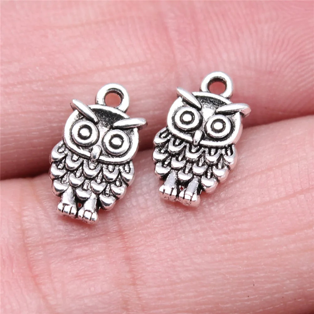 13x8mm 0.55g Antique Silver Zinc Alloy Owl Cat Charm Pendant for DIY Necklace Bracelet Making