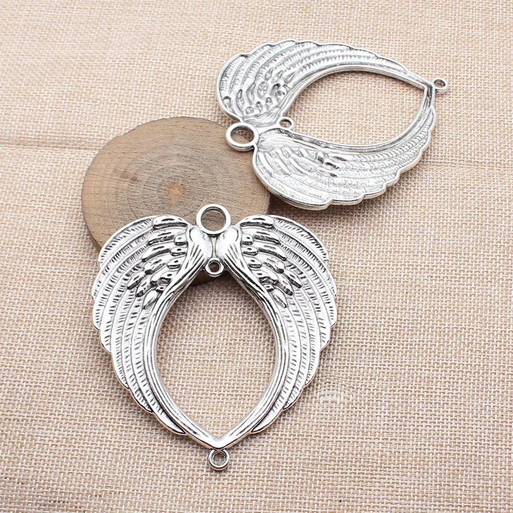 89x80mm 41.7g Antique Silver Zinc Alloy Large Wing Connector Charm for DIY Necklace Jewelry Making